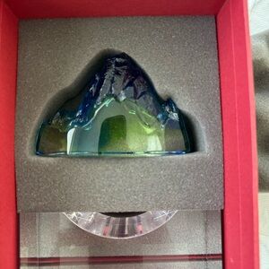 Tittot Collectible Glass Mountain Sculpture - Blue and Green
